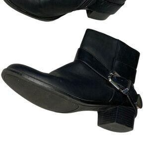 Breckelles belted boots black moto biker 7.5 comfort low heel‎ edgy comfort